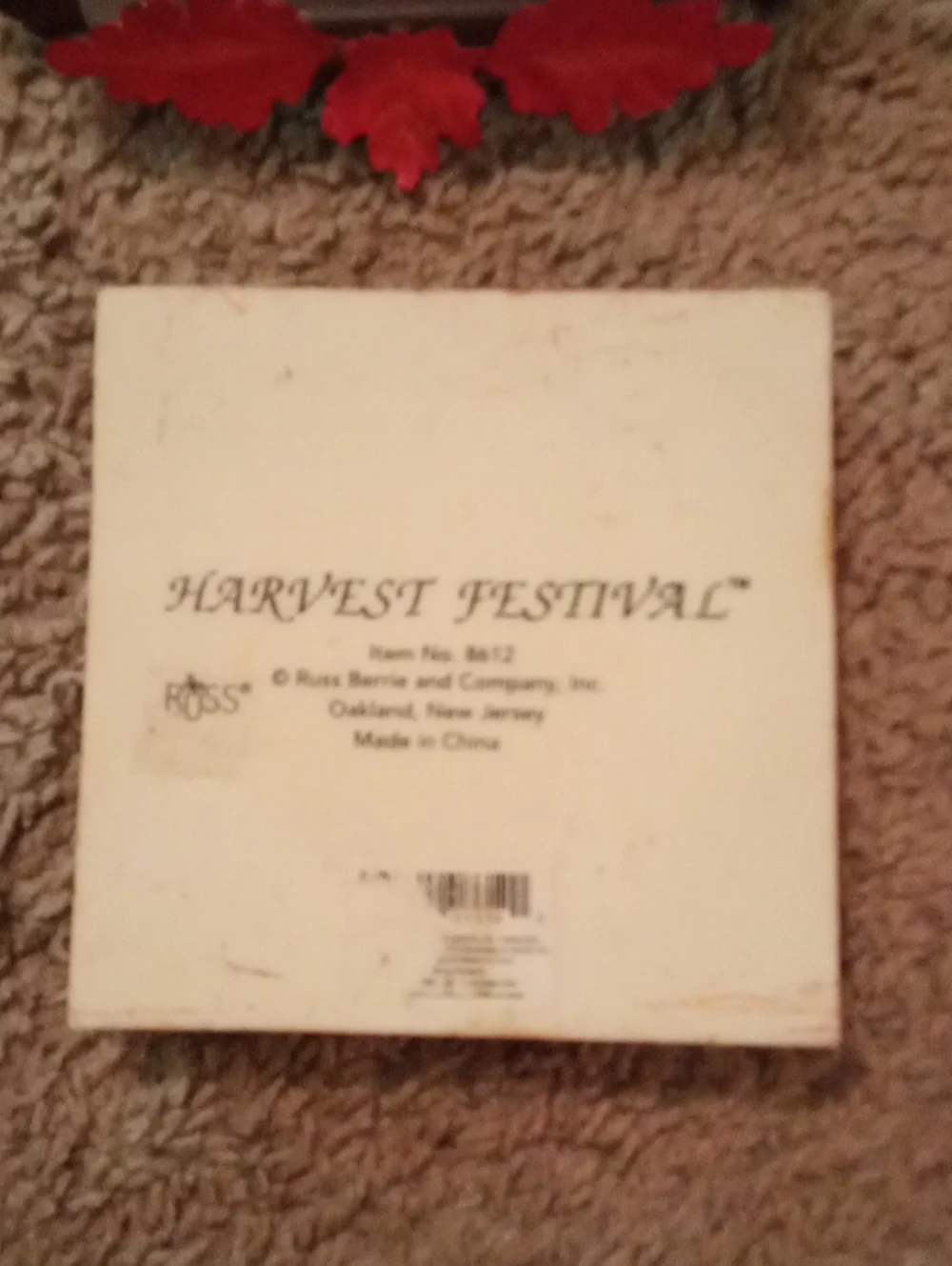 Russ Autumn Leaf & Acorn Holiday Plaque - Orange W/Holder